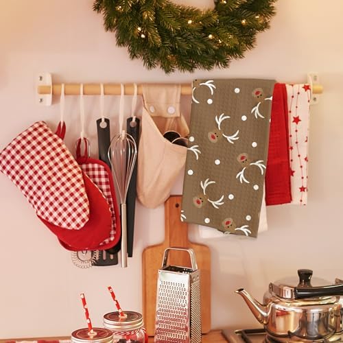 Christmas Cute Elk Theme Kitchen Towels - 16 x 24 Inches Kitchen Funny