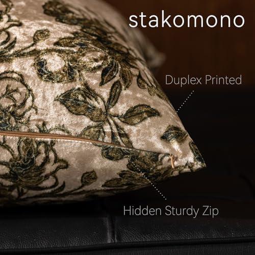 Velvet Floral Print Throw Pillow Covers Set of 2, Superior Soft