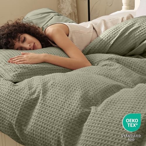 PHF Waffle Duvet Cover King, Ultra Soft & Breathable, 104"x90", Dusty