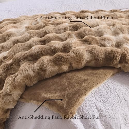 BENVWE Fluffy Faux Fur Throw Blanket for Couch - Soft, Plush, Thick