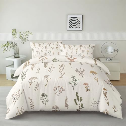 Duvet Cover Minimalist Floral Texture Duvet Cover Set with Zipper