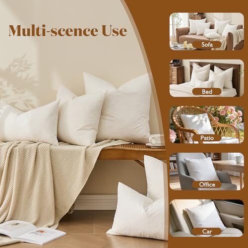 BPC 18x18 Down Feather Throw Pillow Inserts Set of 2, 100% Organic