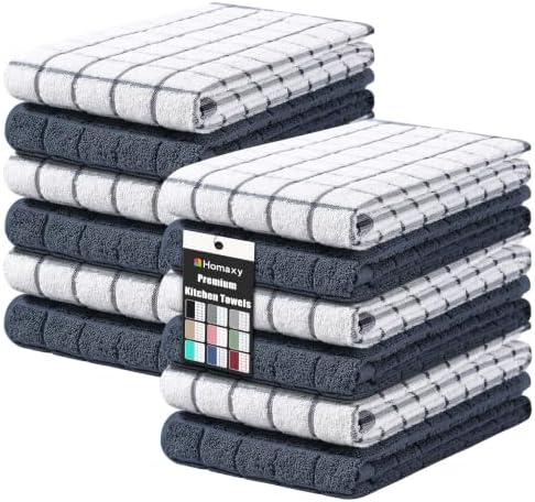 Homaxy Large Premium Cotton Kitchen Towels 16"x 28", 12 Pack, Dark