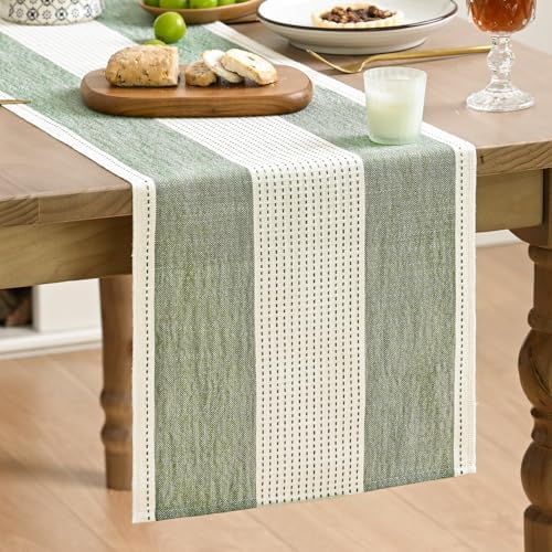 Artoid Mode Sage Green Farmhouse Rustic Table Runner, Seasonal Macrame