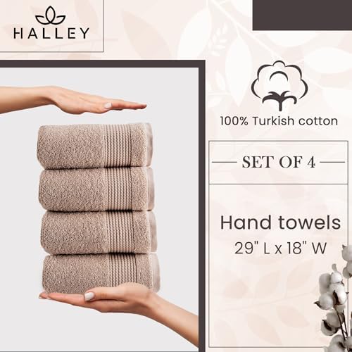 HALLEY Turkish Cotton Towels (4-Pack) Super Soft Quick Absorbent 100%