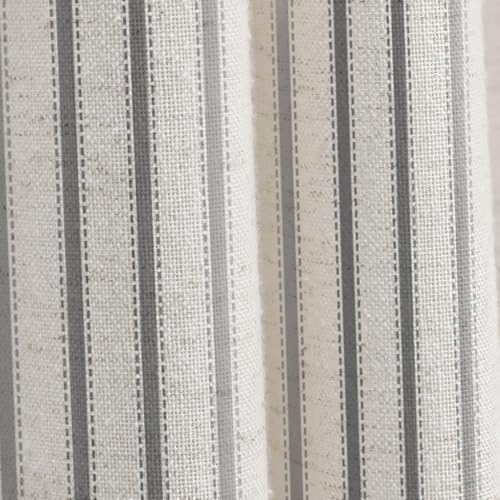 Farmhouse Striped Shower Curtain Grey Vintage Linen Curtain 72"W X