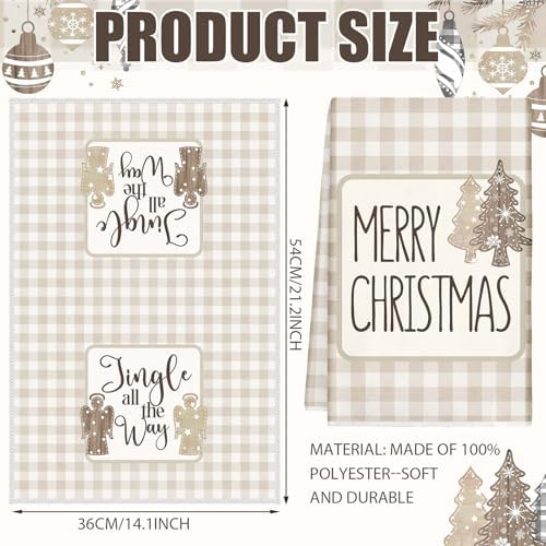 Hosuly 6 Pcs Christmas Kitchen Towels Wood Plaid Angel Dish Towels