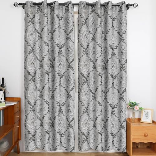 Soft Vintage Jacquard Sheer Curtain, Grey Hollow Seersucker Grommet