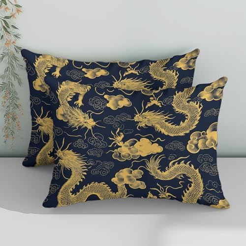King Duvet Cover Set Chinese Dragon Auspicious Clouds Bedding with