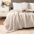 PAVILIA Sherpa Throw Blanket for Bed Couch Sofa, Cream Beige 90x108