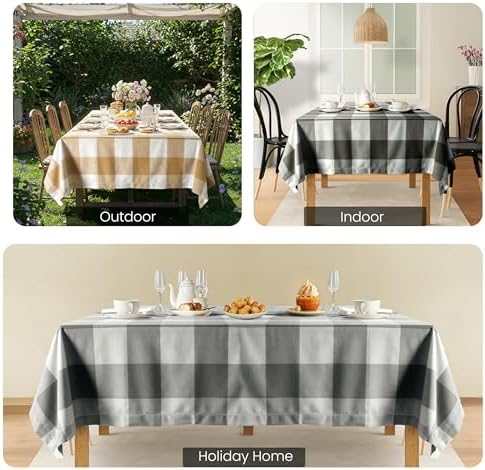 LANE LINEN 60 x 84 Inch Checkered Tablecloth Rectangle - Stain