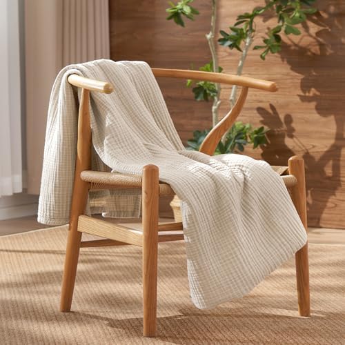 David's Home 100% Cotton Muslin Throw Blanket for College Dorm