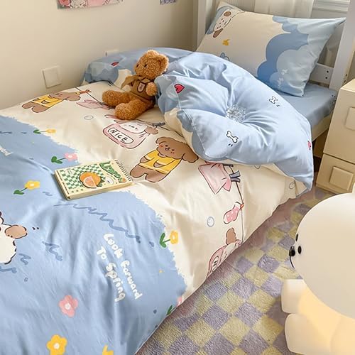 100% Cotton Bedding Duvet Cover Set Soft Floral Bedding Set 4 Piece