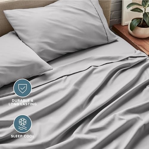 Bare Home Deep Pocket 22" Sheet Set 1800 Ultra-Soft (King, Light Grey)