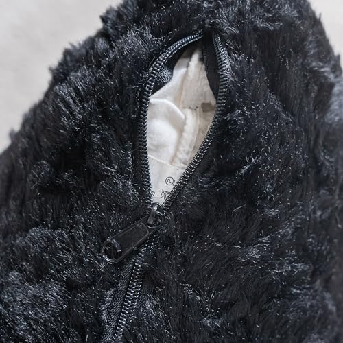 Neelvin Black Faux Fur Cozy Soft Solid Fuzzy Decorative Throw Pillow