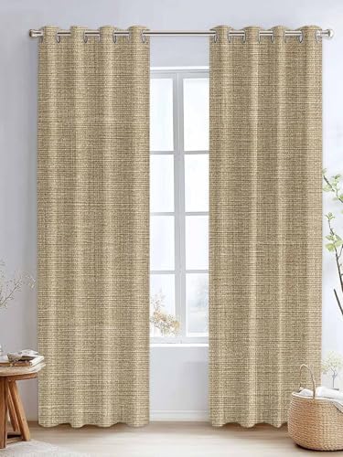 Brown Farmhouse Window Curtains 96 Inch Length, Vintage Country