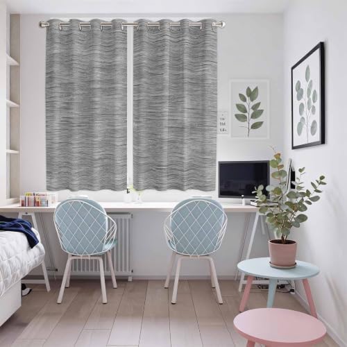 Gray Solid Color Window Curtains 63 Inch Length 2 Panels Set