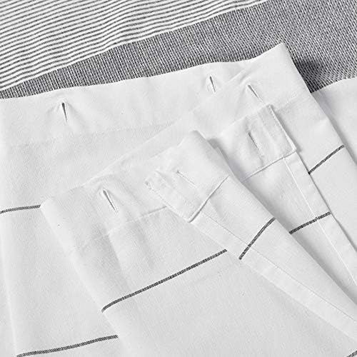 Lush Decor White Woven Cotton Shower Curtain with Gray Stripe and