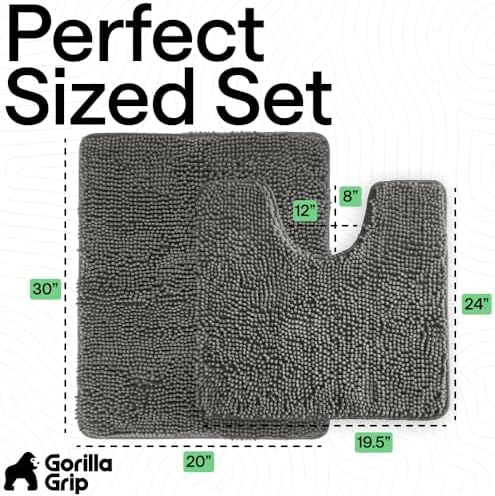 GORILLA GRIP Bathroom Area Rug Sets 2 Piece, Soft Chenille, 30x20