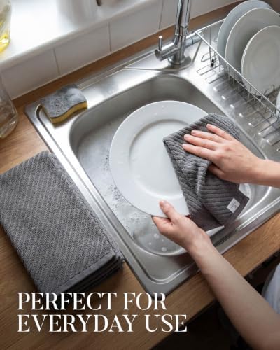 Bumble Kitchen Towels (6-Pack), 16"x25", 100% Cotton, Dish Towels Gray