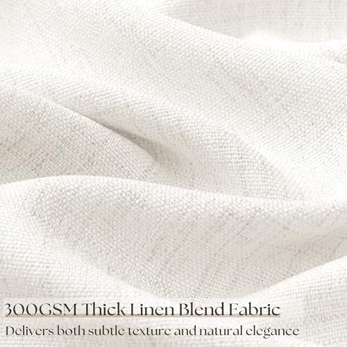 84 Inch Length 2 Panels Set Off White Linen Curtains Semi Sheer