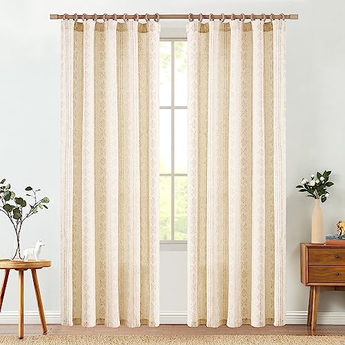 jinchan Linen Curtains Light Filtering 50x84 Inch Back Tab 2 Panels