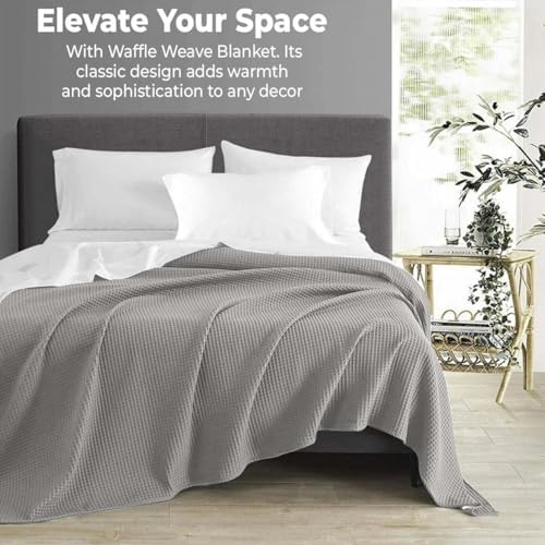 100% Cotton Blankets for Bed - Waffle Weave Blankets for Summer