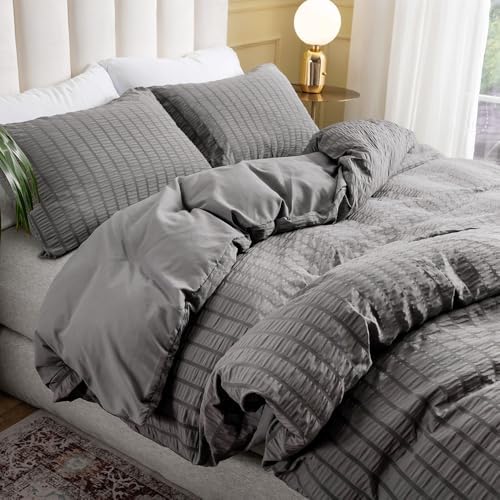 3PCS Boho Bedding Set, 1 Seersucker Duvet Cover and 2 Pillowcases