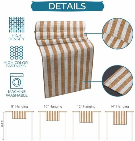 Brown Stripes Table Runner and Placemats Set of 6 Modern Farmhouse