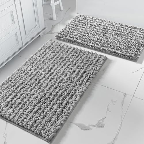 Yimobra Bathroom Rugs Sets 2 Piece, Luxury Chenille Shaggy Bath