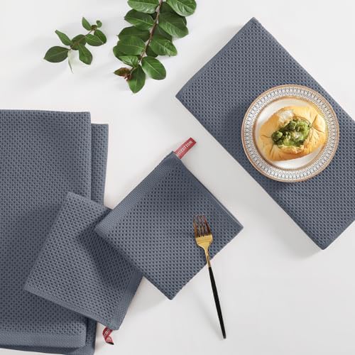 Homaxy 100% Cotton Kitchen Towels and Dishcloths Set