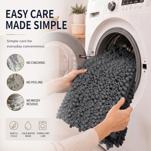 Yimobra Bathroom Rug Set 3 Piece, Super Absorbent Bath Mat Set, Dark