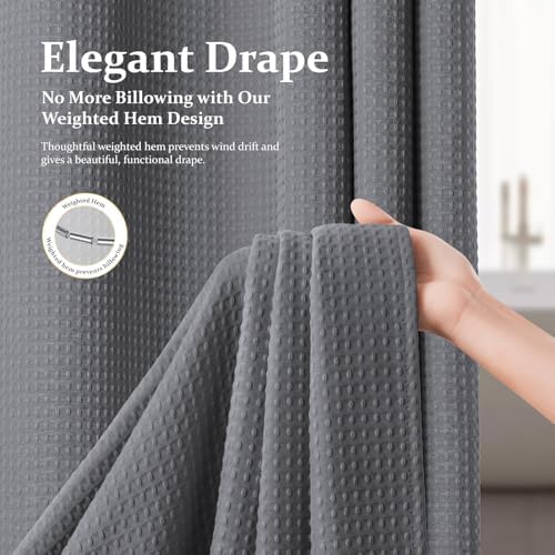 Dynamene Stall Waffle Shower Curtain 256 GSM Heavy Fabric 48x72