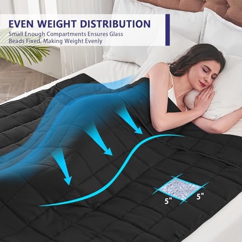 yescool Weighted Blanket for Adults 20lbs Queen Size, 60" x 80", Black