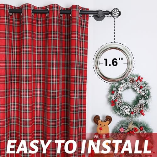 1 Pair Plaid Curtains Farmhouse Retro Window Treatments for Living