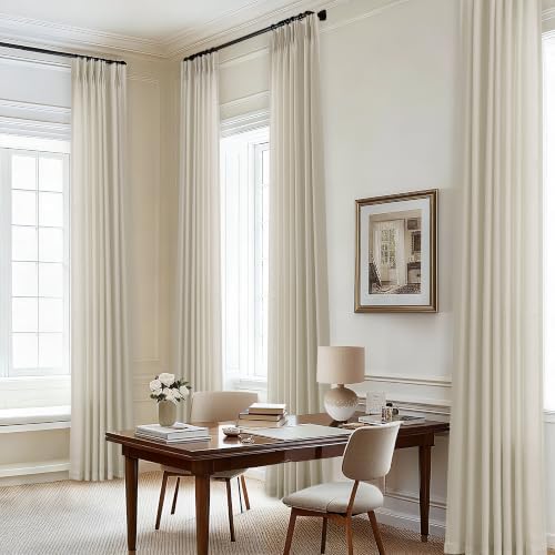 Greige Linen Curtains 96 Inches Long Memory Trained Pinch Pleated