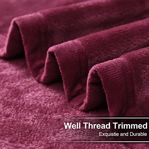 EASELAND Soft Lightweight California King Fleece Blanket, Burgundy
