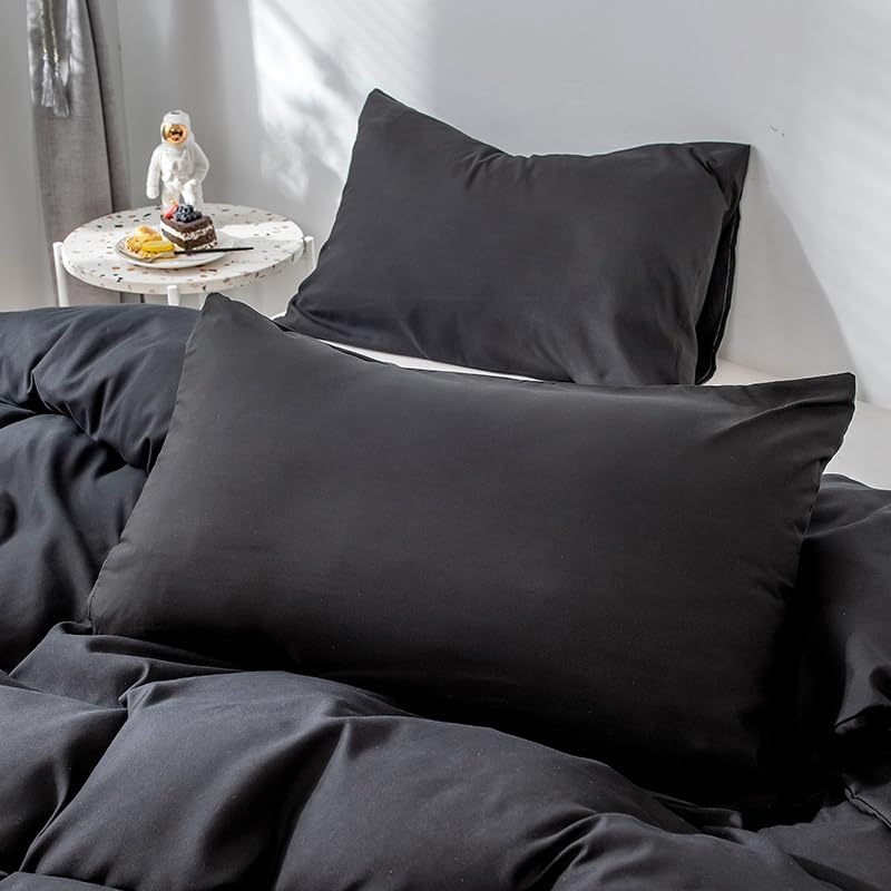 Solid Color Duvet Cover Set 2 Pcs, Ultra Soft Brushed Microfiber