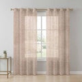 Beige Herringbone Sheer Curtains 84 Inch Long 2 Panels, Modern