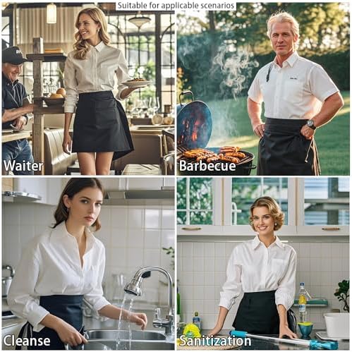 10 PCS Server aprons with 3 pockets - Reinforced tailor edge