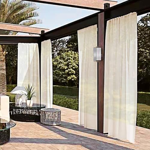 SpaceDresser Waterproof Outdoor Sheer Curtains for Patio - 2 Panels