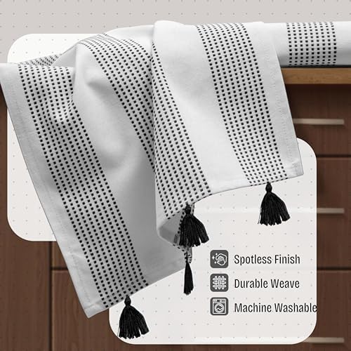 Black Decorative Dotted Kitchen Towels 16x26 Inch, 12 Pack, Ultra