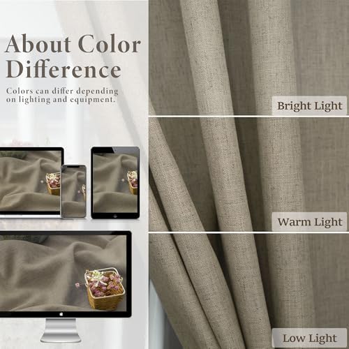 Pitalk Taupe Curtains 84 Inches Long for Living Room 2 Panel Sets