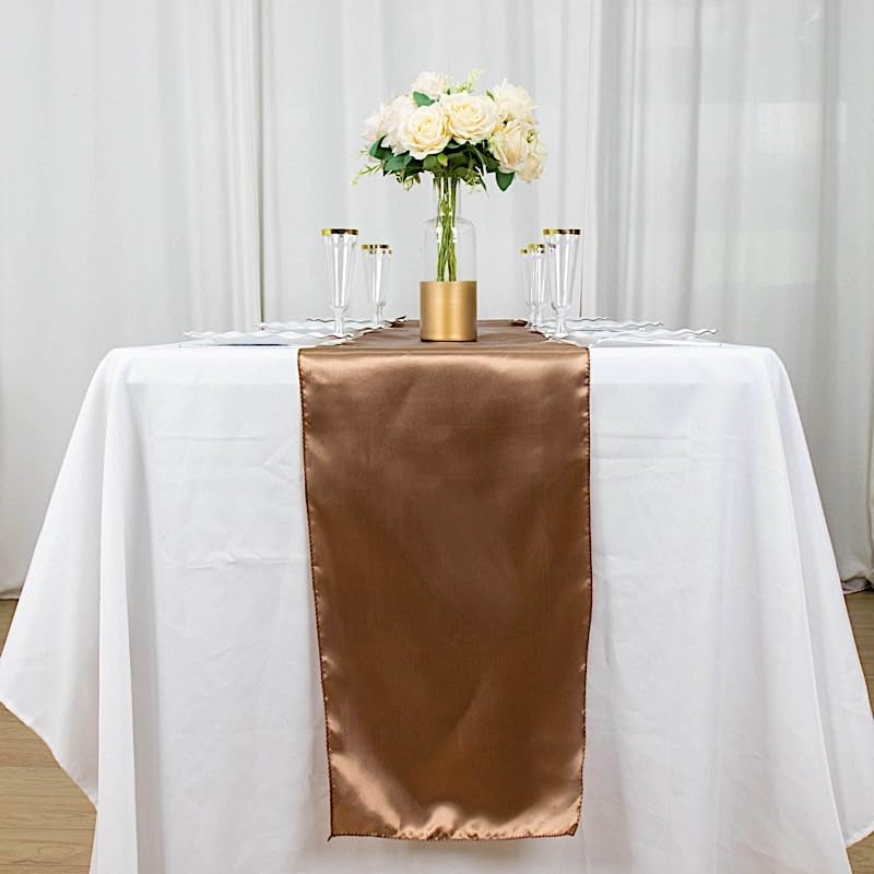 10 pcs 12 x 108 inch Taupe Satin Table Runners Wedding Table Top Party