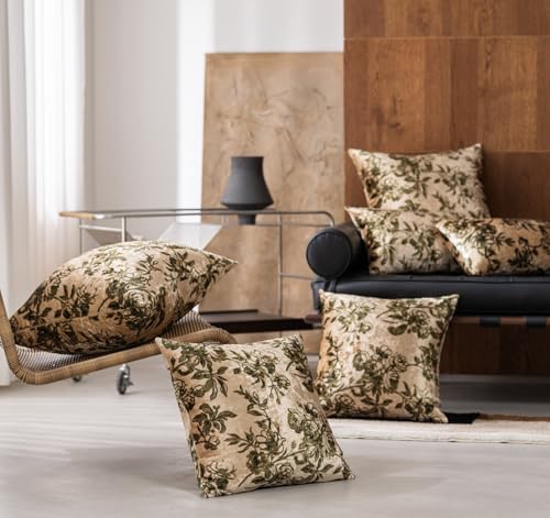 Velvet Floral Print Throw Pillow Covers Set of 2, Superior Soft