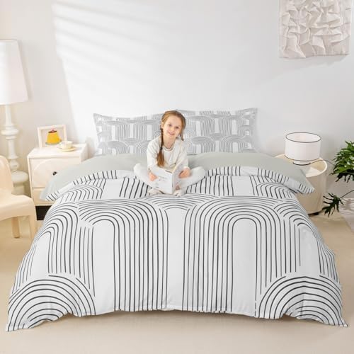 Manfei Modern Geometric Abstract Duvet Cover Set Boho Mid Century