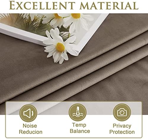 StangH Taupe Velvet Curtains Luxury for Living Room, W52 x L96, 2
