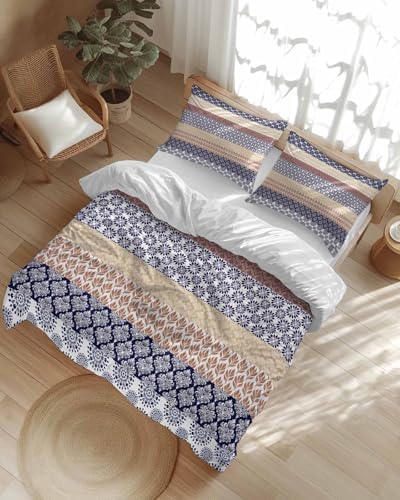 LooPoP Duvet Cover Set Queen Size Khaki Bohemian Comforter Sets
