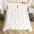 jejeloiu Geometric Duvet Cover King Size Boys Girls Beige Striped