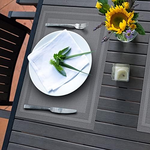 Winknowl Placemats Set of 8,Heat Resistant Woven Vinyl Washable PVC